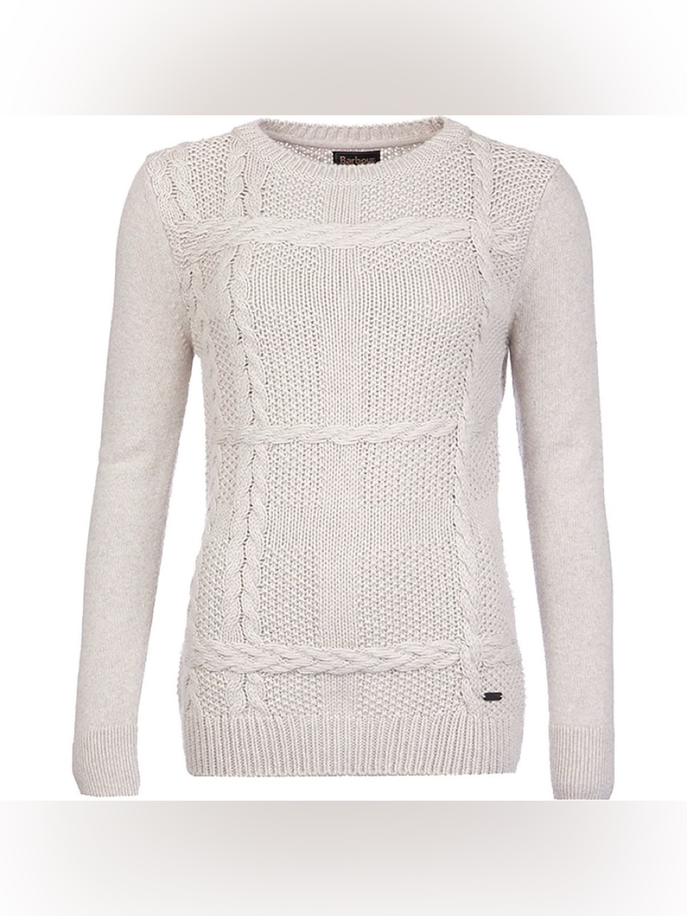 Barbour Etal Crew Sweater - Women's Tartan Etal oatmeal cream Cable Knit